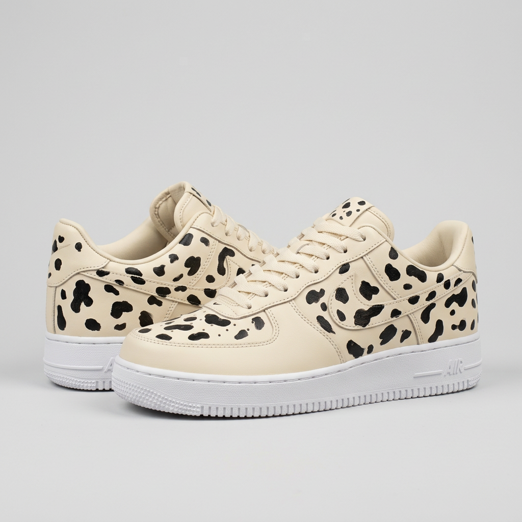 Beige Black Leopard Spots Custom Air Force 1-shecustomize