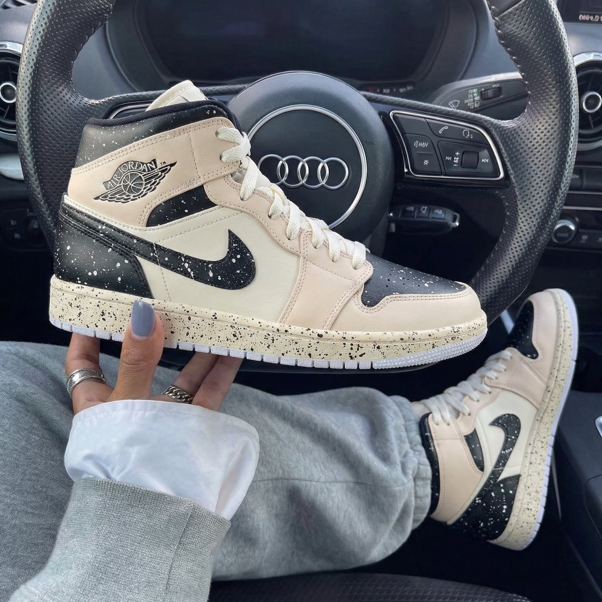 Beige Black Speckle Custom Air Jordan 1-shecustomize