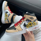 Beige Black White Floral Custom Air Jordan 1-shecustomize