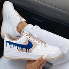 Beige Blue Dripping Custom Air Force 1-shecustomize