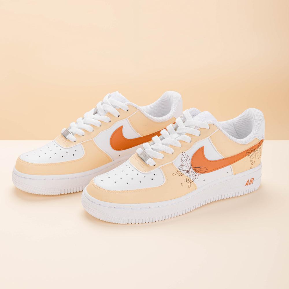 Beige Butterfly Air Force 1s Custom Shoes Sneakers-shecustomize