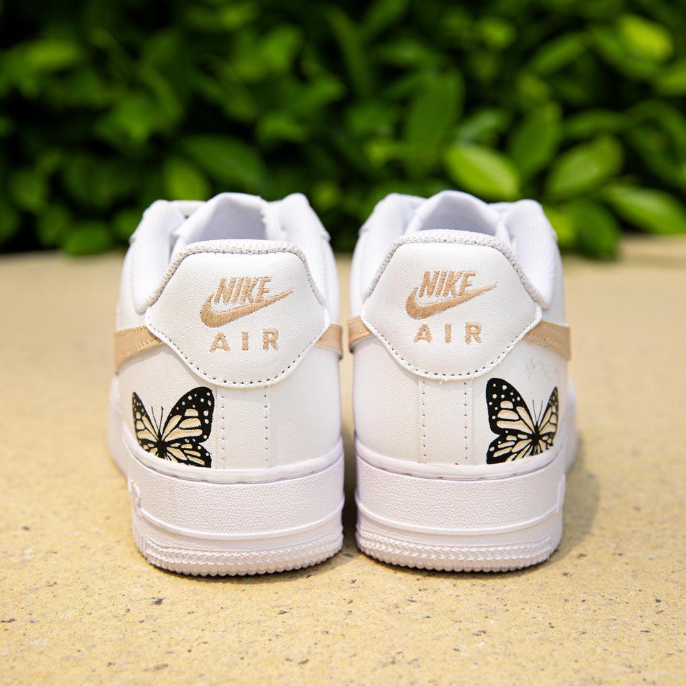 Beige Butterfly Air Force 1s Custom Shoes Sneakers