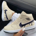 Beige Dripping Smiley Custom Air Jordan 1-shecustomize