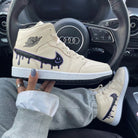 Beige Dripping Smiley Custom Air Jordan 1-shecustomize
