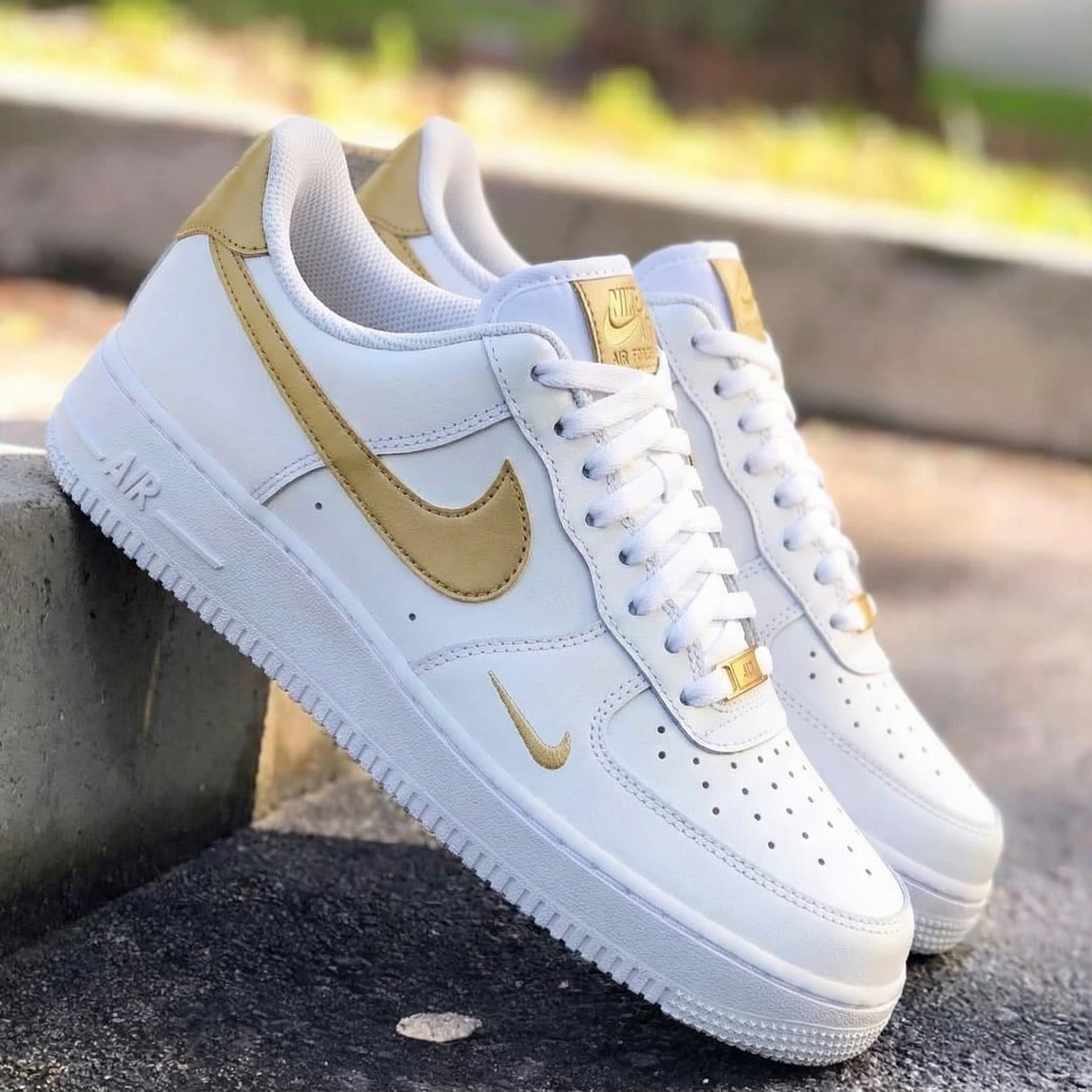 Beige Gold Custom Air Force 1-shecustomize