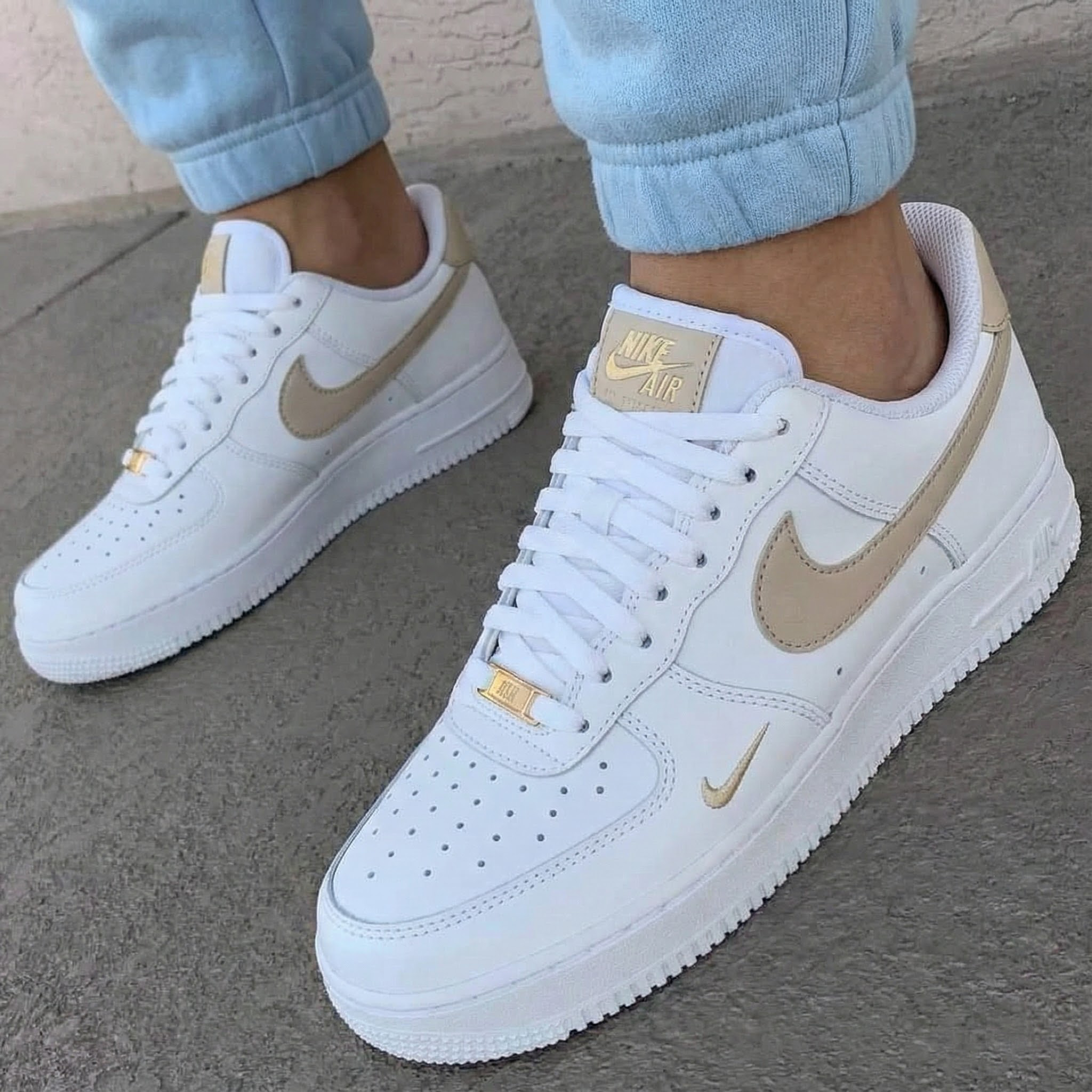 Beige Gold Custom Air Force 1-shecustomize