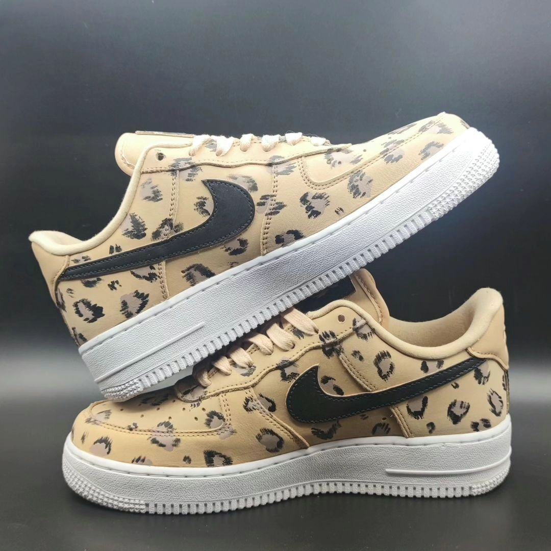 Beige Leopard Motif Custom Air Force 1-shecustomize