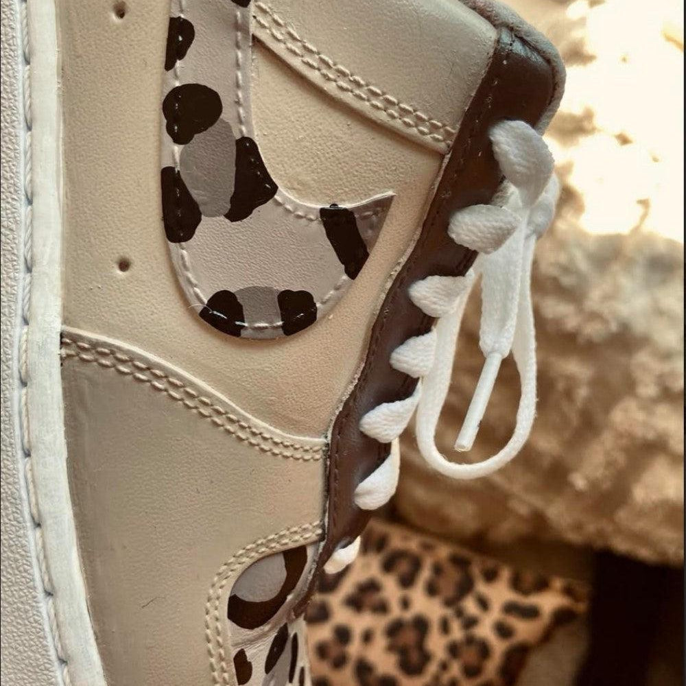 Beige leopard print Custom Air Force 1-shecustomize
