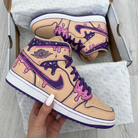 Beige Pink Purple Drip Custom Air Jordan 1-shecustomize