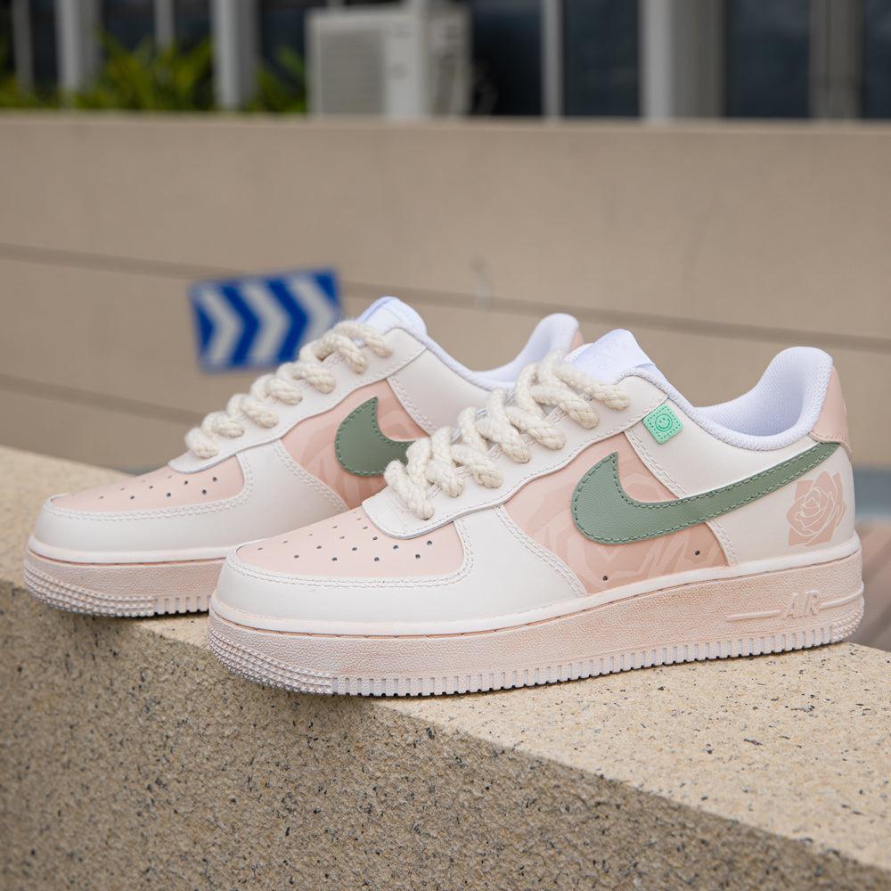 Beige Rose Air Force 1s Custom Shoes Sneakers-shecustomize