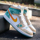 Beige Teal Palm Tree Custom Air Jordan 1-shecustomize