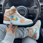 Beige Teal Palm - Tree Custom Air Jordan 1-shecustomize