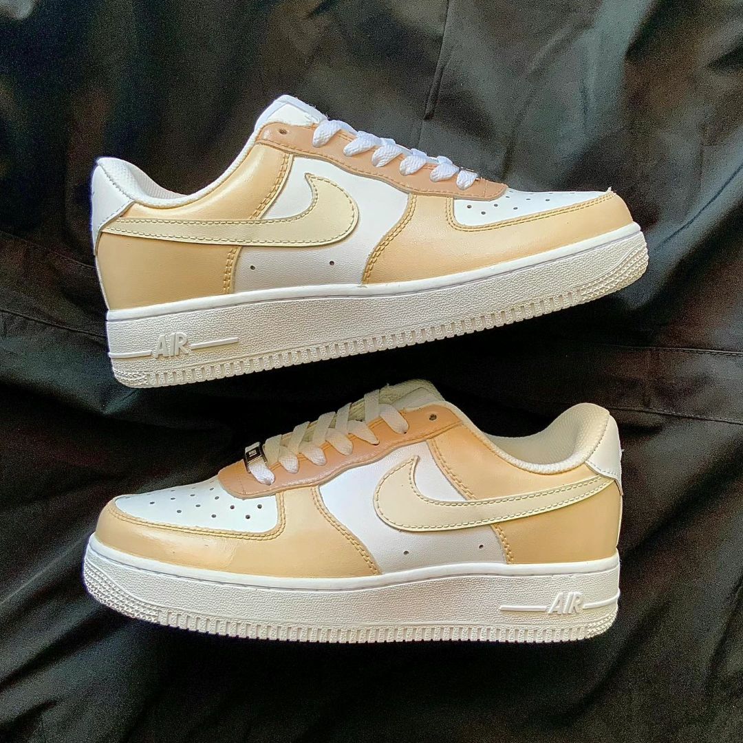 Beige White Custom Air Force 1-shecustomize