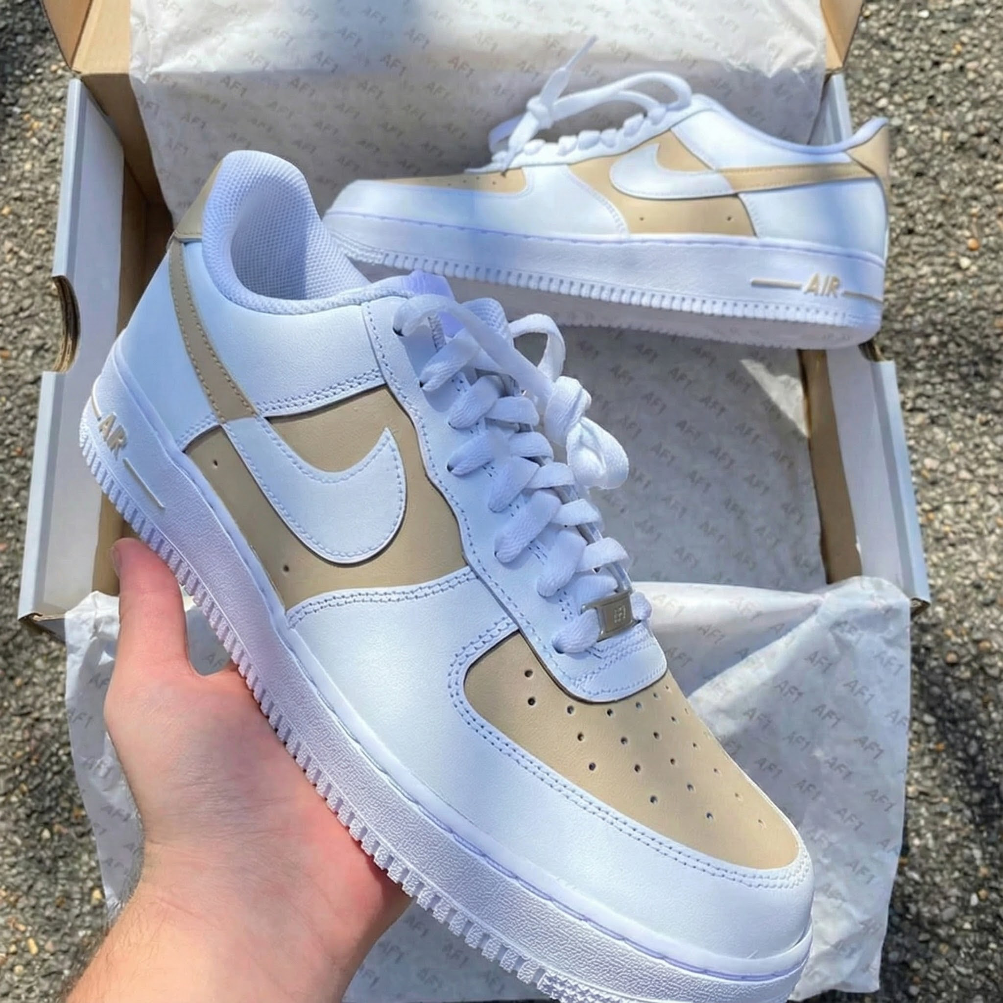 Beige White Custom Air Force 1-shecustomize