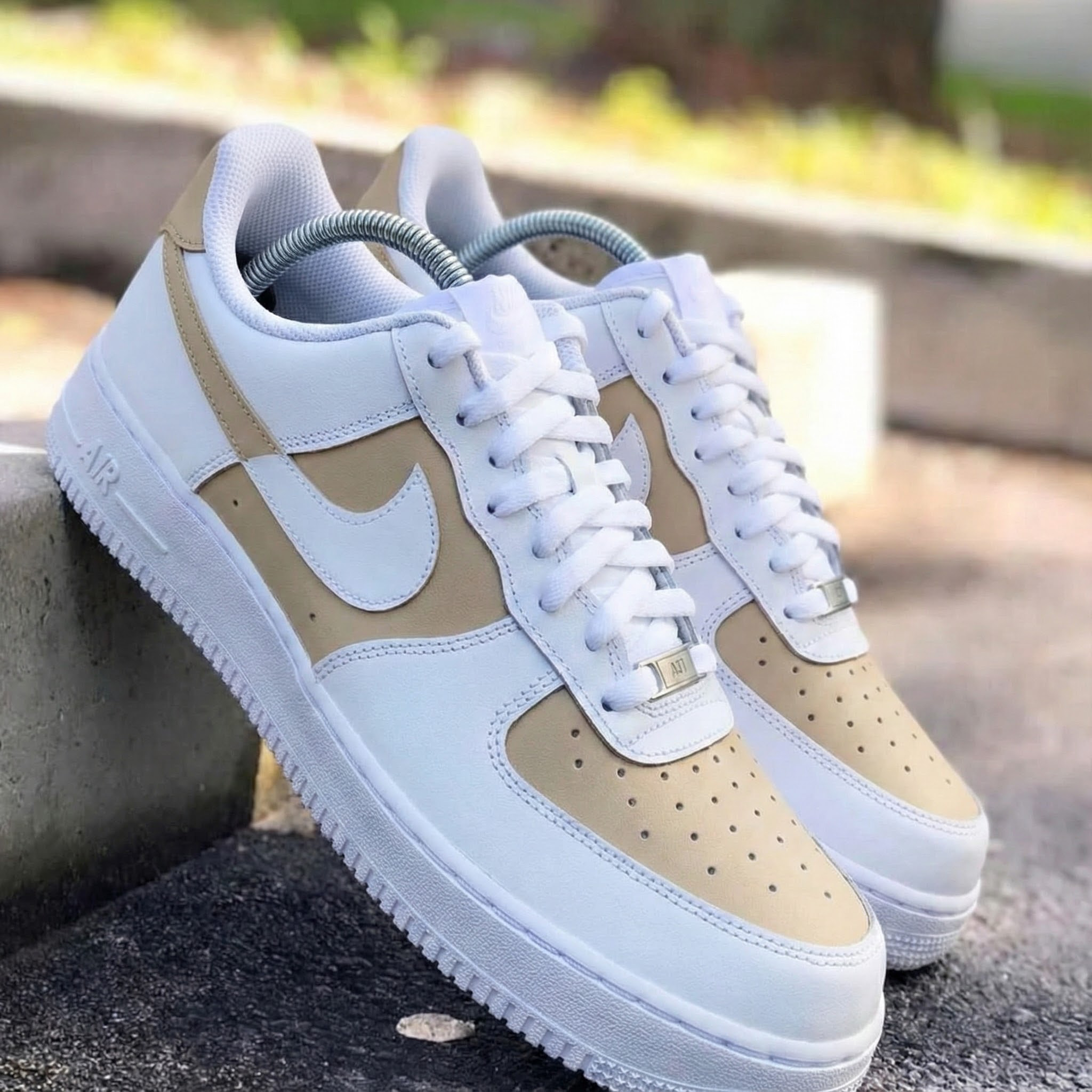 Beige White Custom Air Force 1-shecustomize