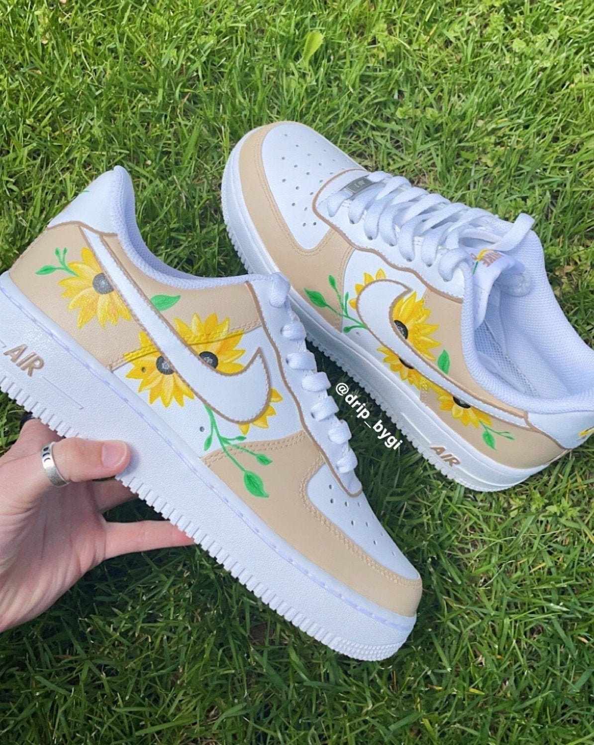 Beige Yellow Sunflowers Custom Air Force 1-shecustomize