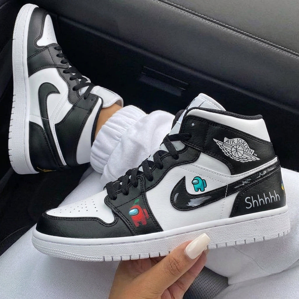 Black And White Among Us Characters Custom Air Jordan 1-shecustomize