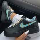 Black Baby Blue Orange LV Logo Custom Air Force 1-shecustomize