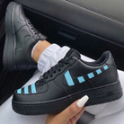 Black Baby Blue Stripes Custom Air Force 1-shecustomize