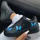 Black Blue Butterflies Splatter Custom Air Force 1-shecustomize