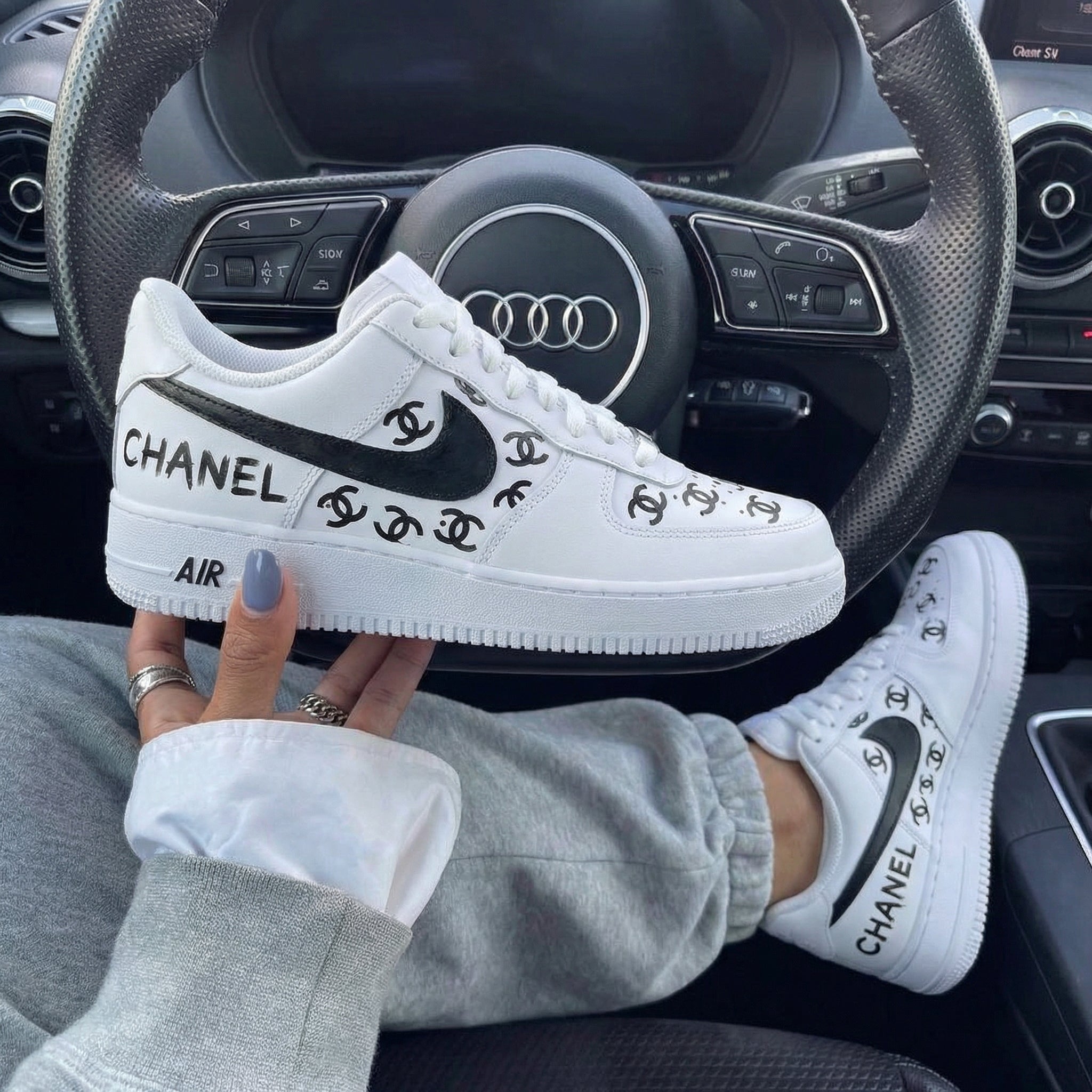 Black CC logo Custom Air Force 1-shecustomize