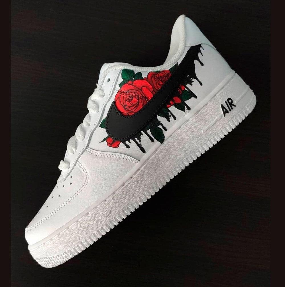 Custom Nike Air Force 1 Red Rose - Custom Nike Shoes