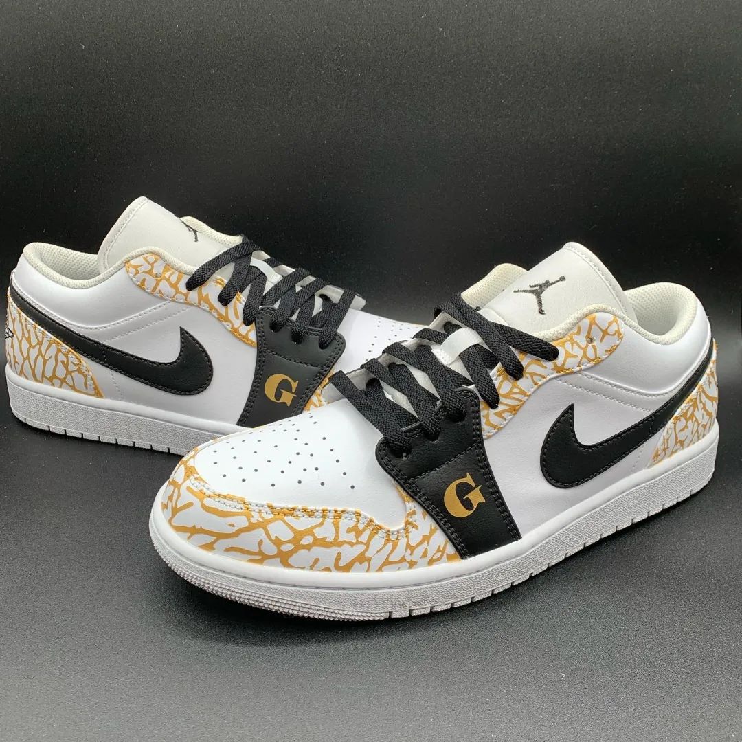 Black Gold Crackle GG Custom Air Jordan 1-shecustomize