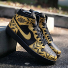 Black Gold Leaf Custom Air Jordan 1-shecustomize