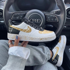 Black Gold Splatter Wolf Head Custom Air Force 1-shecustomize