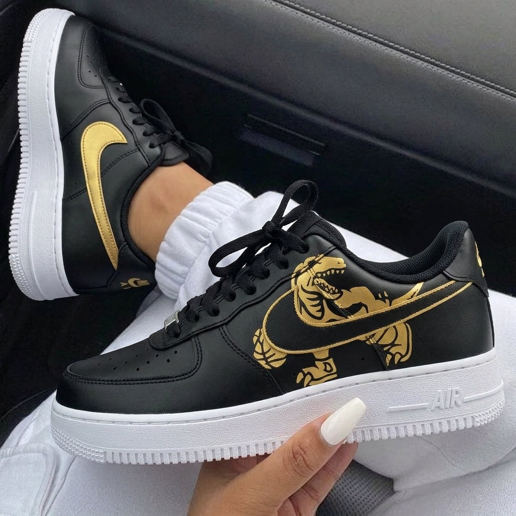 Black Gold T Rex Custom Air Force 1-shecustomize