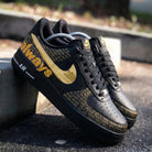 Black Gold Text Pattern Custom Air Force 1-shecustomize