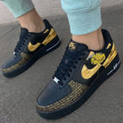 Black Gold Text Pattern Custom Air Force 1-shecustomize
