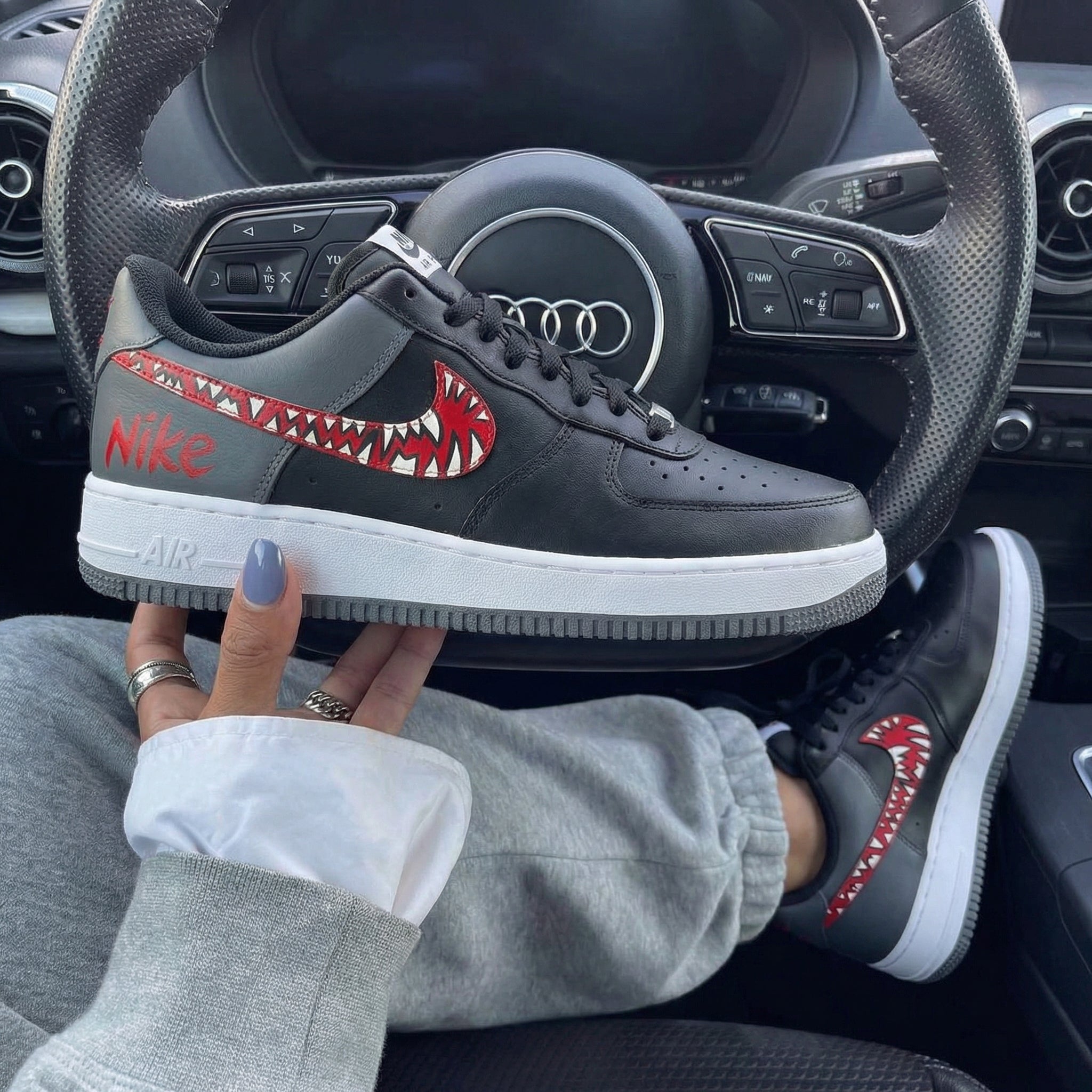 Black Gray RedStranger Things Custom Air Force 1-shecustomize