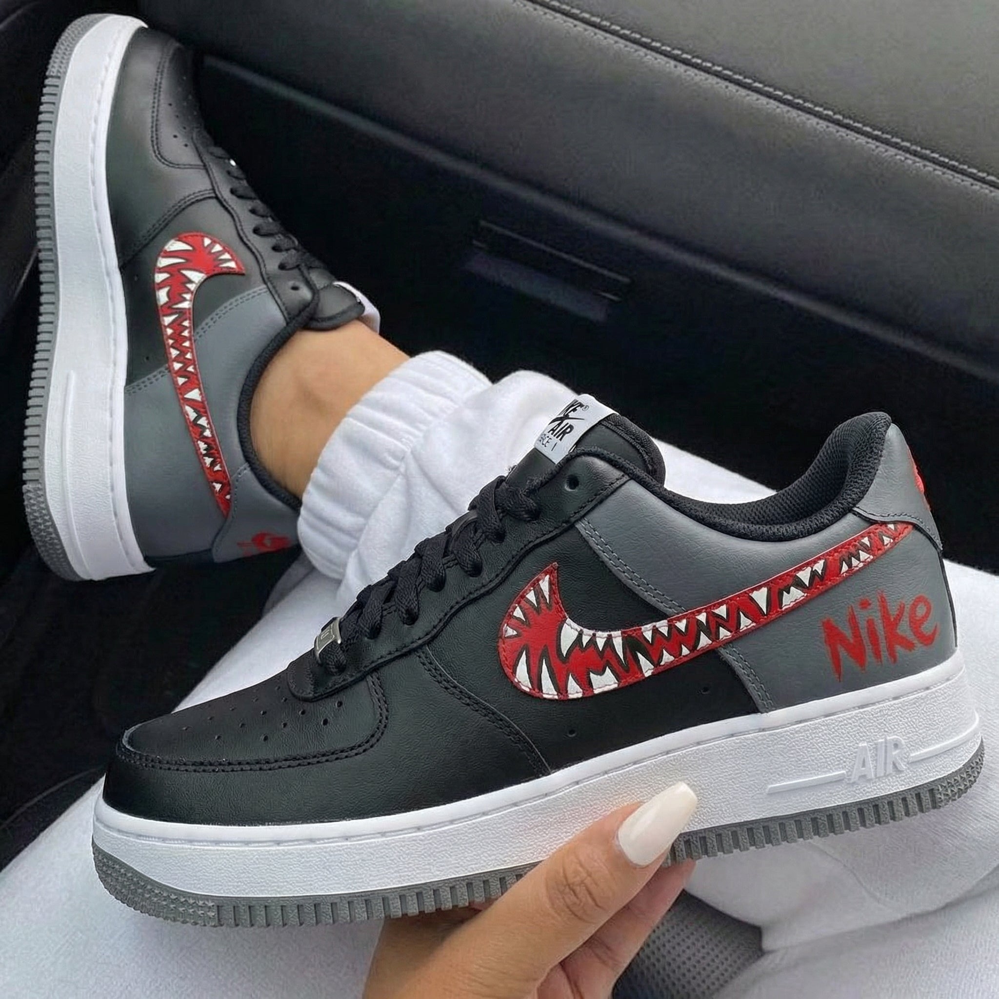 Black Gray RedStranger Things Custom Air Force 1-shecustomize