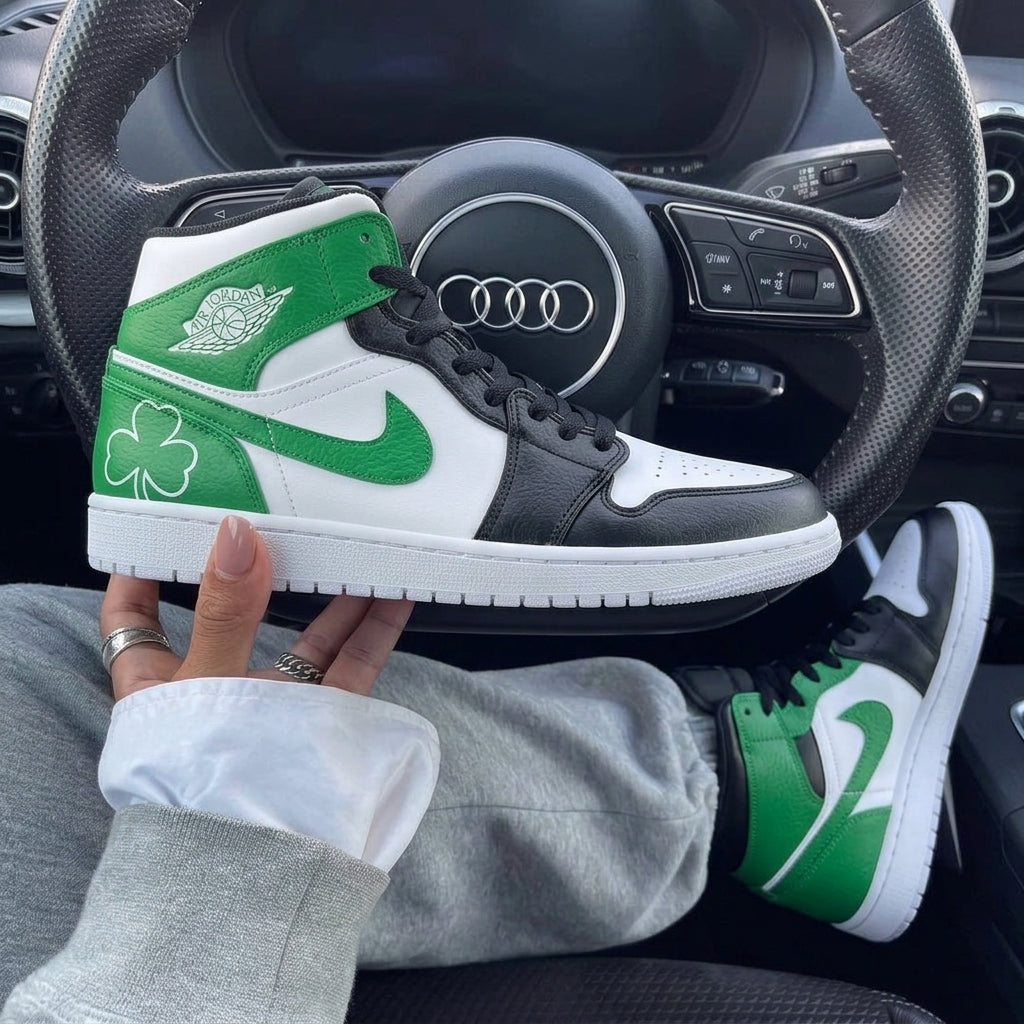 Black Green Clover Custom Air Jordan 1-shecustomize