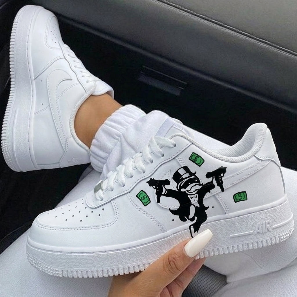 Black Green Money Gun Duck Graphic Custom Air Force 1-shecustomize