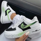 Black Green Soccer Ball Splatter Custom Air Force 1-shecustomize