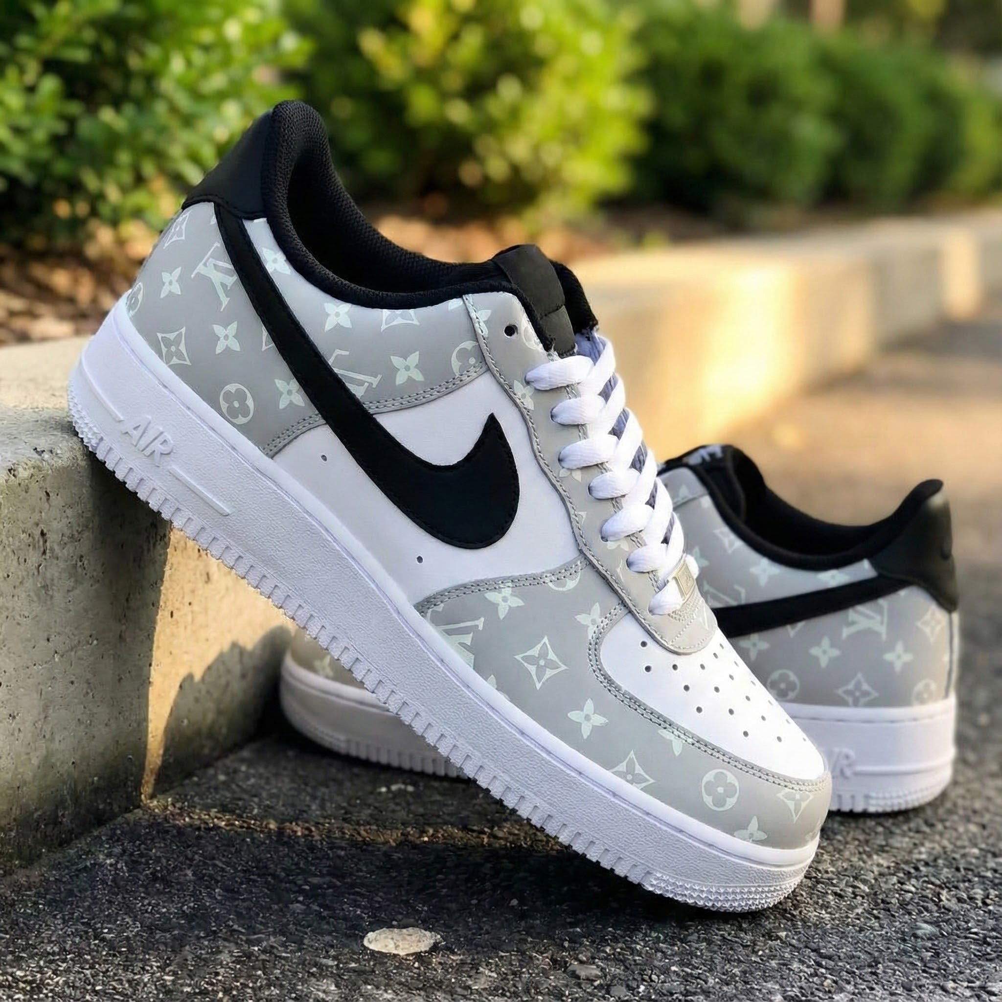 Black Grey LV Pattern Custom Air Force 1-shecustomize