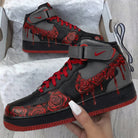 Black Grey Red Roses Drip Custom Air Force 1-shecustomize