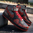 Black Grey Red Roses Drip Custom Air Force 1-shecustomize