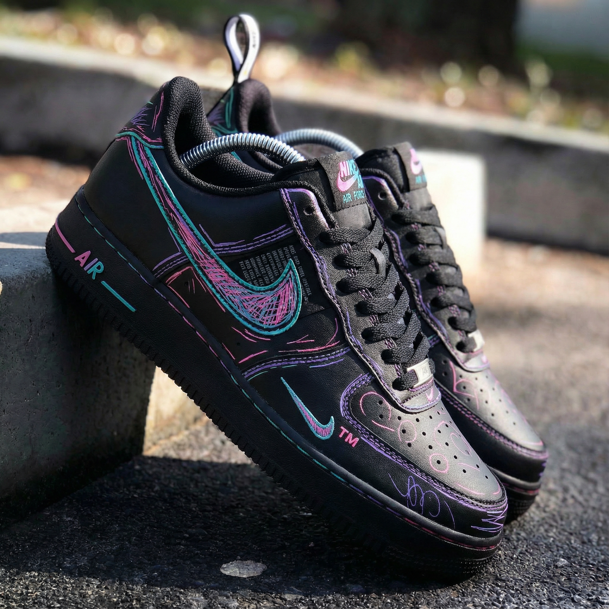 Black Neon Graffiti Custom Air Force 1-shecustomize