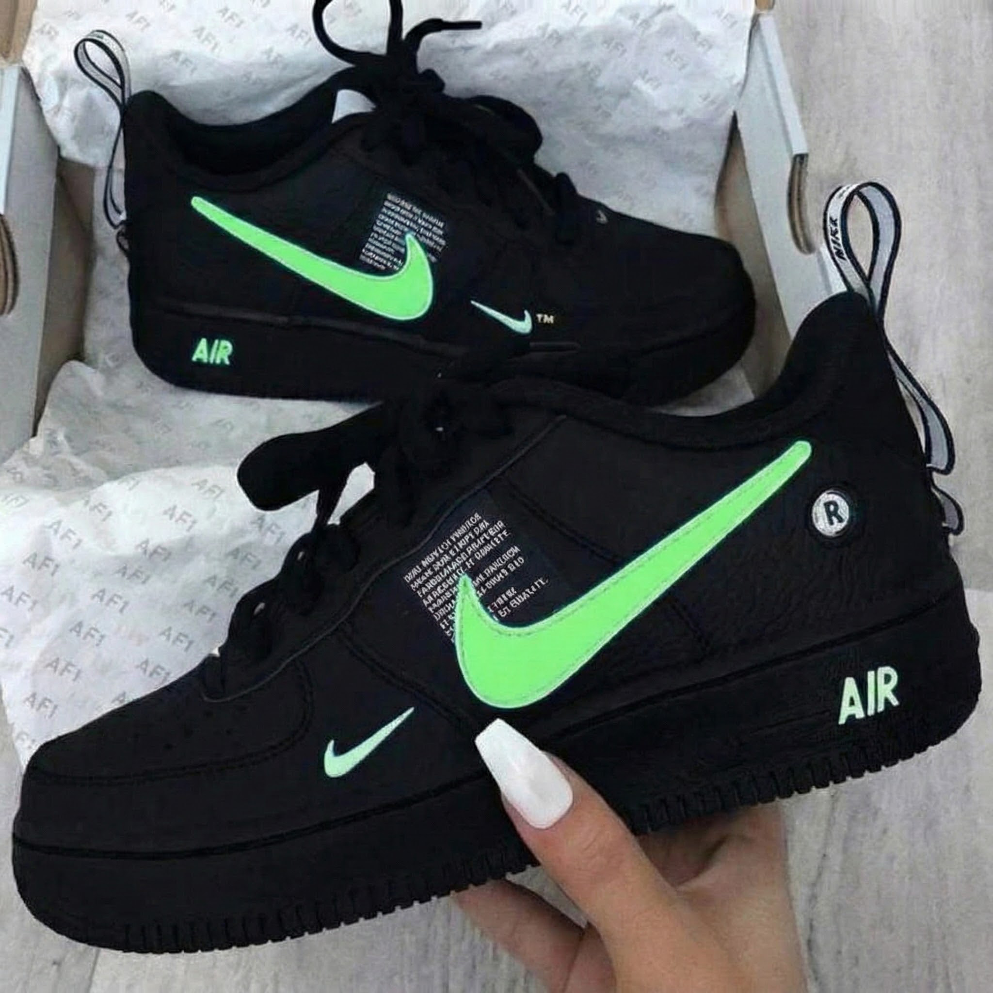 Black Neon - Green Custom Air Force 1-shecustomize