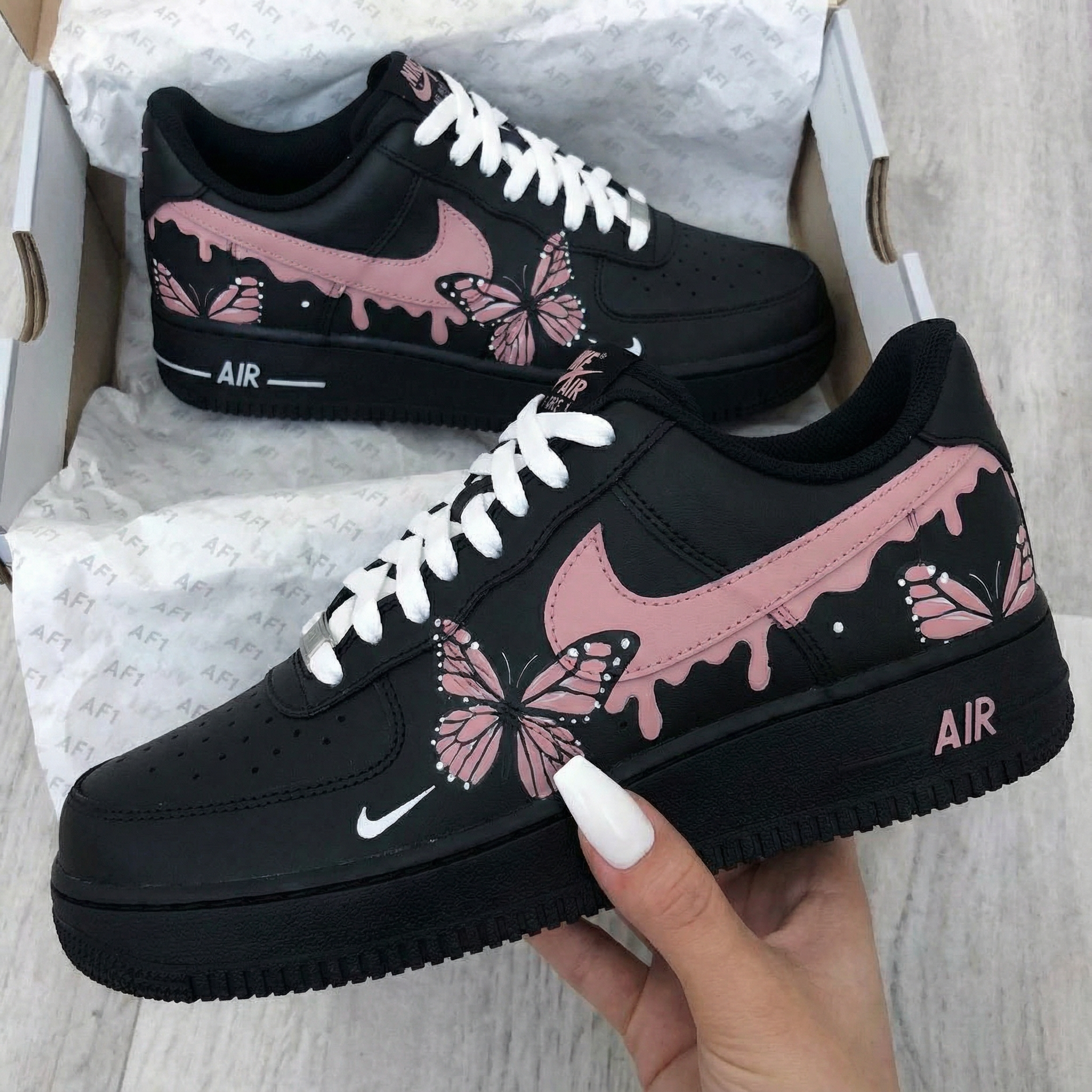 Black Pink Butterflies Custom Air Force 1-shecustomize