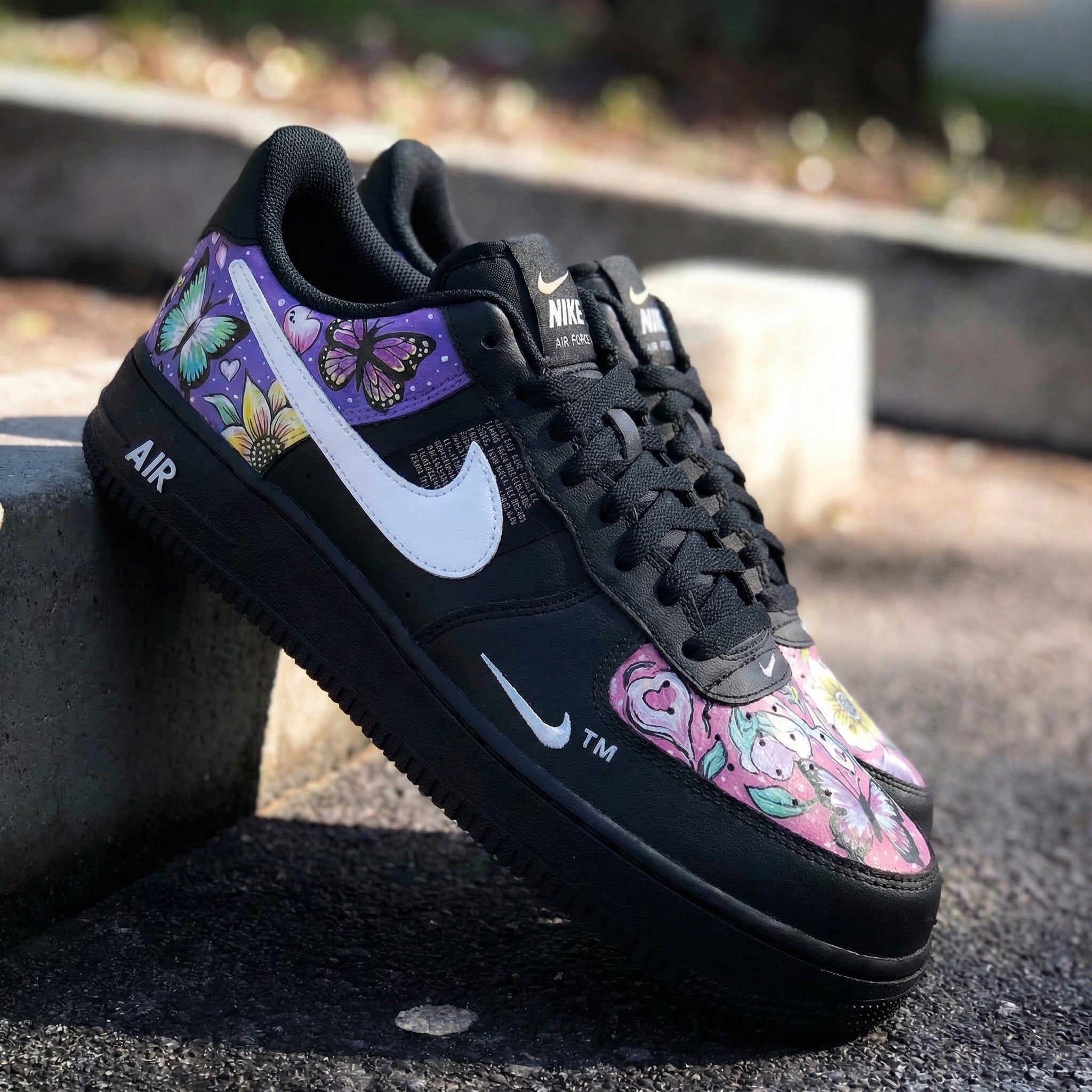 Black Pink Purple Butterflies Custom Air Force 1-shecustomize