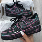 Black Pink Teal Swirl Custom Air Force 1-shecustomize