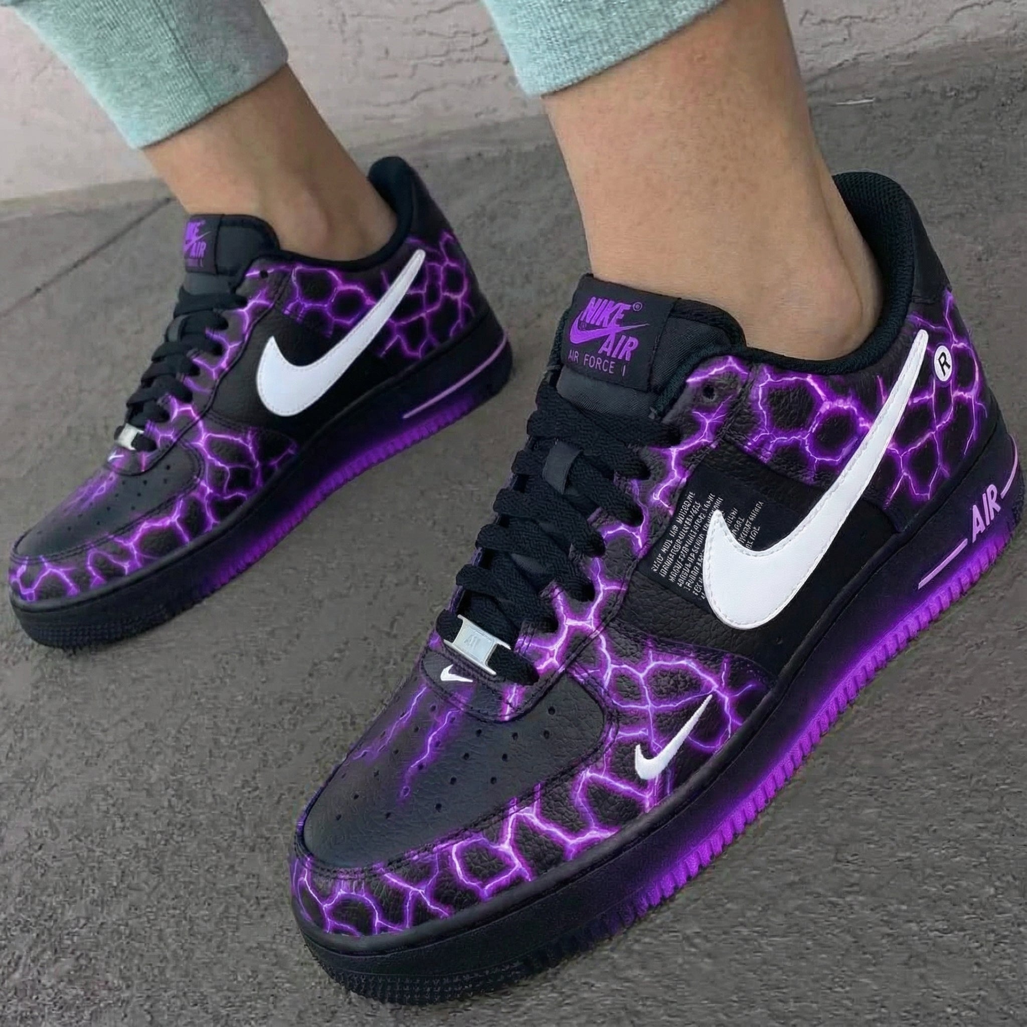 Black Purple Lightning Custom Air Force 1-shecustomize
