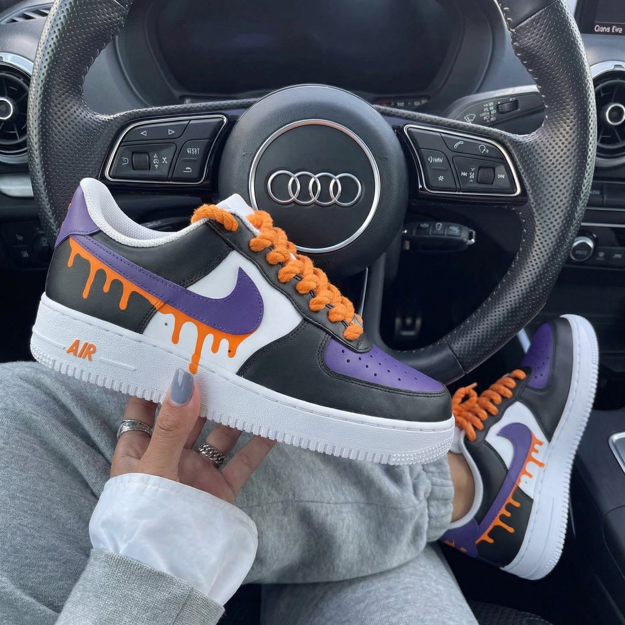 Black Purple Orange Drip Custom Air Force 1-shecustomize