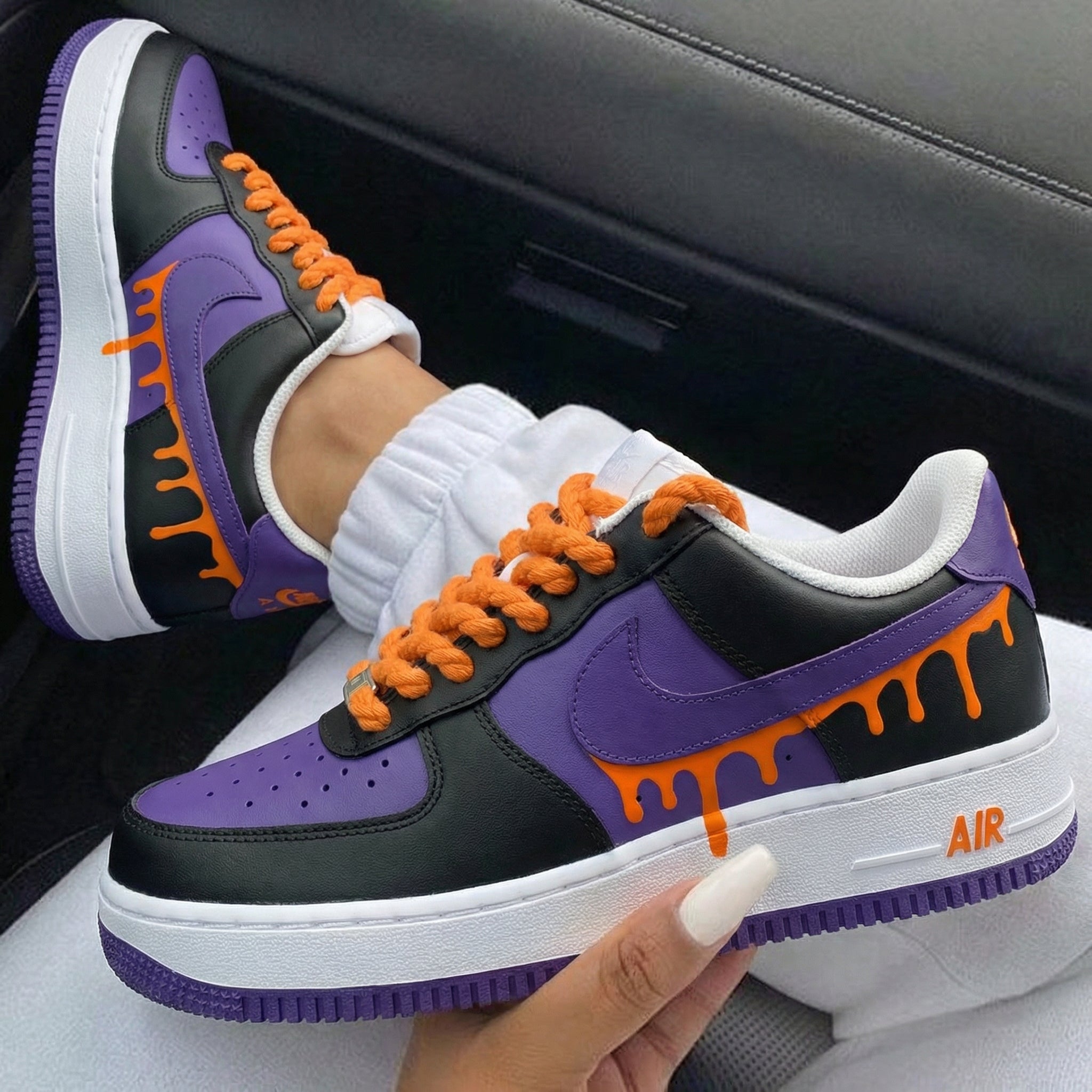 Black Purple Orange Drip Custom Air Force 1-shecustomize