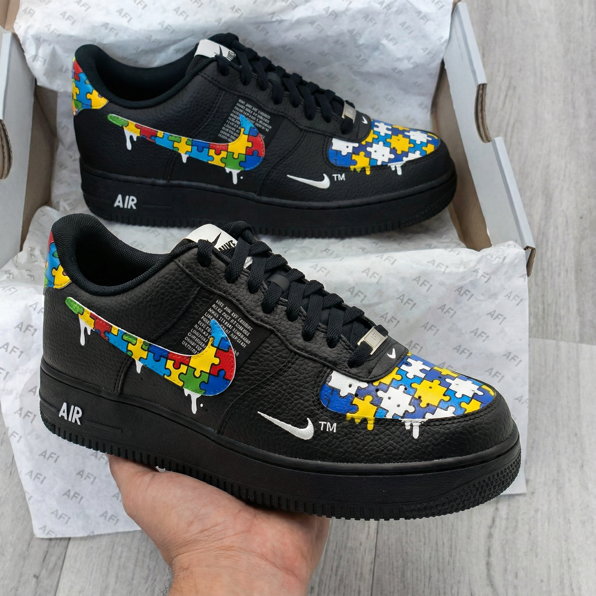 Black Puzzle Custom Air Force 1-shecustomize