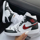 Black Red Basketball Cross Lines Custom Air Jordan 1-shecustomize